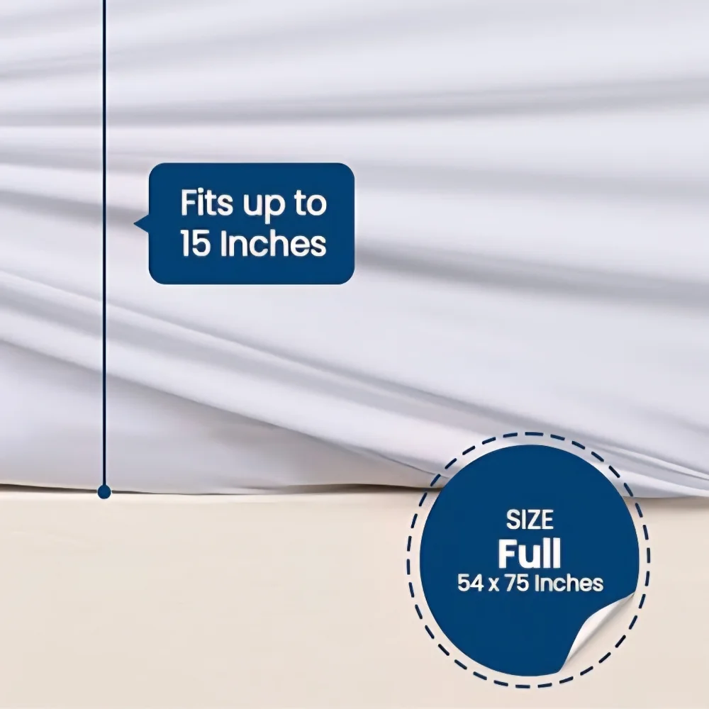 New Waterproof Terry Top Mattress Protector Elastic Fit Full Size Bed White NWT